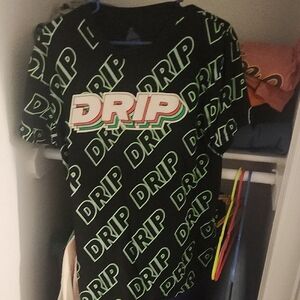 Drip Black and Green Graphic Tee